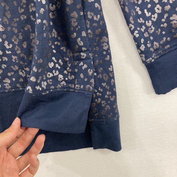 New Jane and Delancey Medium Navy Metallic Leopard Print Stretch Sweatshirt - Picture 5 of 10